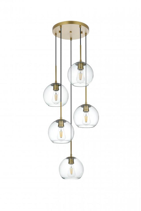 Elegant Lighting Baxter 18 inch Pendant Clear Shade in Satin Gold in Satin Gold and Clear Finish Model: LD2226SG