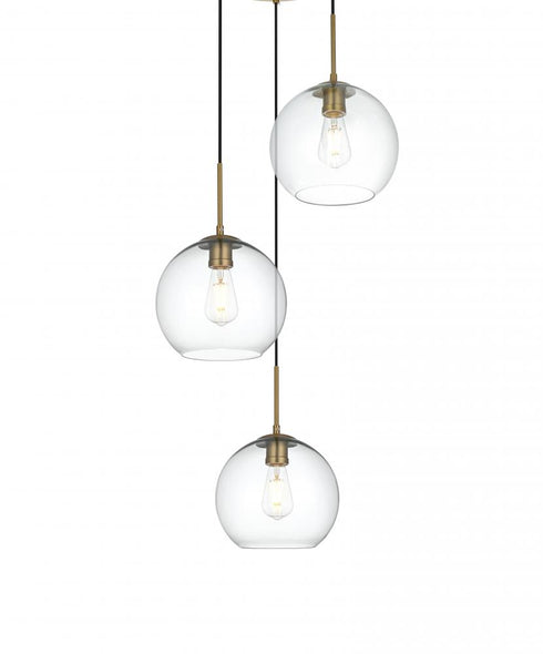Elegant Lighting Baxter 20 inch Pendant Clear Shade in Satin Gold in Satin Gold and Clear Finish Model: LD2214SG