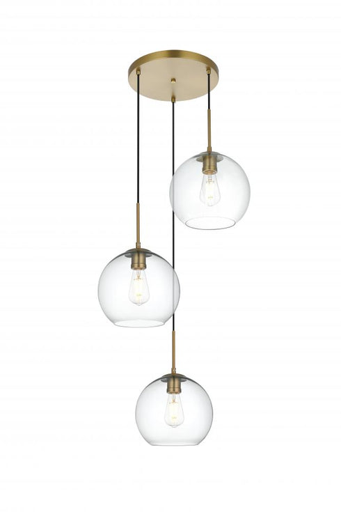 Elegant Lighting Baxter 20 inch Pendant Clear Shade in Satin Gold in Satin Gold and Clear Finish Model: LD2214SG
