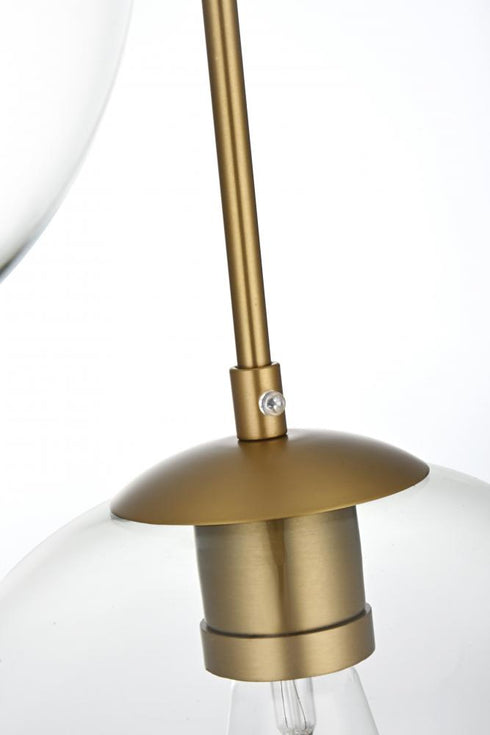 Elegant Lighting Baxter 20 inch Pendant Clear Shade in Satin Gold in Satin Gold and Clear Finish Model: LD2214SG