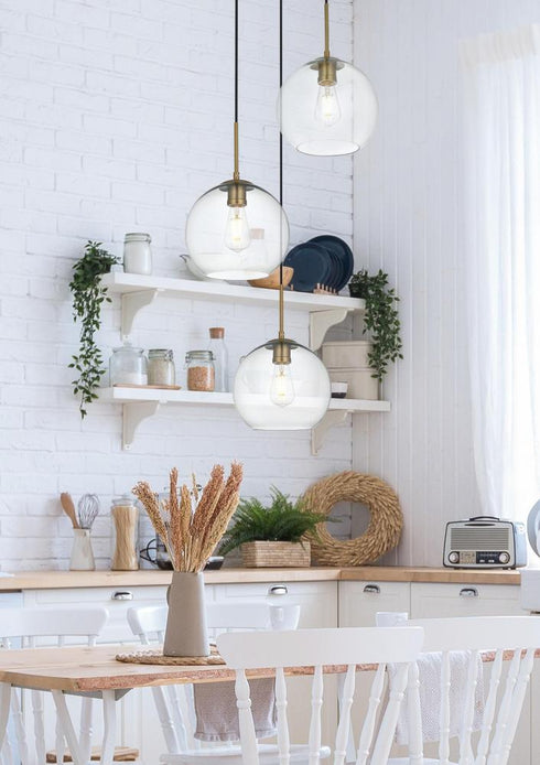 Elegant Lighting Baxter 20 inch Pendant Clear Shade in Satin Gold in Satin Gold and Clear Finish Model: LD2214SG