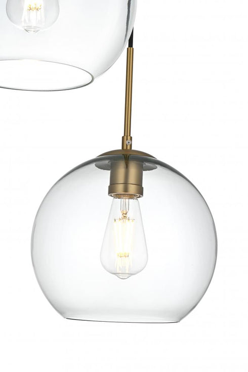 Elegant Lighting Baxter 20 inch Pendant Clear Shade in Satin Gold in Satin Gold and Clear Finish Model: LD2214SG