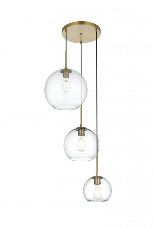 Elegant Lighting Baxter 21 inch Pendant Clear Shade in Satin Gold in Satin Gold and Clear Finish Model: LD2218SG