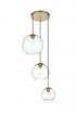 Elegant Lighting Baxter 21 inch Pendant Clear Shade in Satin Gold in Satin Gold and Clear Finish Model: LD2218SG