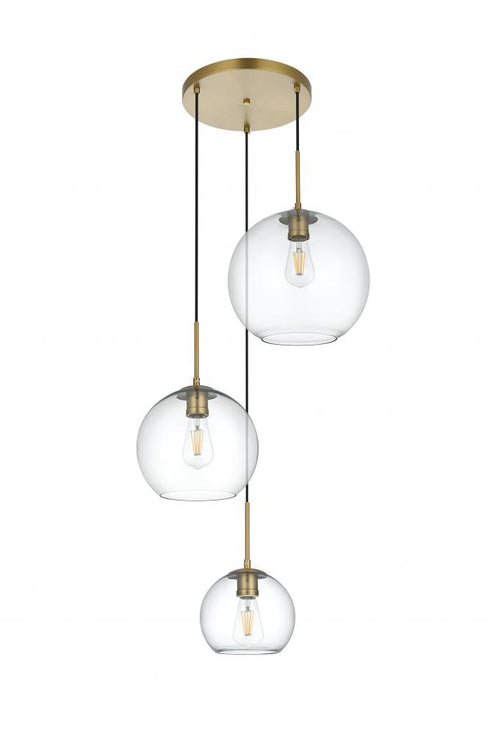 Elegant Lighting Baxter 21 inch Pendant Clear Shade in Satin Gold in Satin Gold and Clear Finish Model: LD2218SG