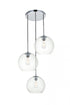 Elegant Lighting Baxter 3 Lights Black Pendant With Clear Glass in Black and Clear Finish Model: LD2214BK