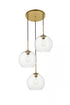 Elegant Lighting Baxter 3 Lights Black Pendant With Clear Glass in Black and Clear Finish Model: LD2214BK