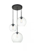 Elegant Lighting Baxter 3 Lights Black Pendant With Clear Glass in Black and Clear Finish Model: LD2218BK
