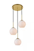 Elegant Lighting Baxter 3 Lights Black Pendant With Frosted White Glass in Black and Frosted White Finish Model: LD2209BK