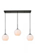 Elegant Lighting Baxter 3 Lights Black Pendant With Frosted White Glass in Black and Frosted White Finish Model: LD2237BK