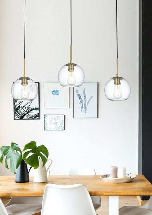 Elegant Lighting Baxter 36 inch Pendant Clear Shade in Satin Gold in Satin Gold and Clear Finish Model: LD2236SG