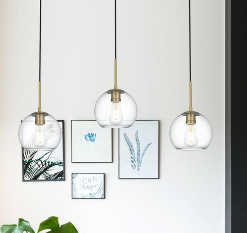 Elegant Lighting Baxter 36 inch Pendant Clear Shade in Satin Gold in Satin Gold and Clear Finish Model: LD2236SG