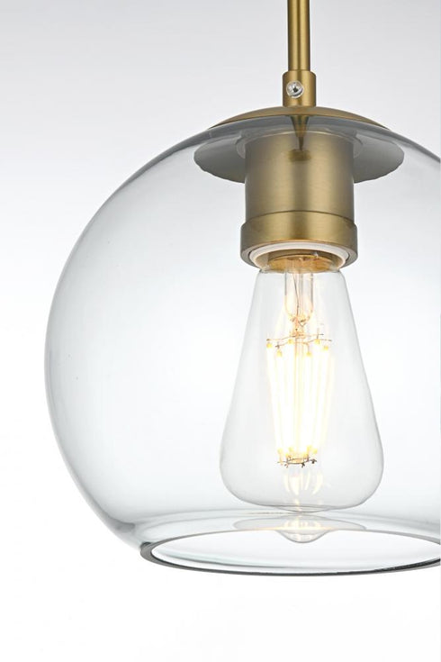 Elegant Lighting Baxter 36 inch Pendant Clear Shade in Satin Gold in Satin Gold and Clear Finish Model: LD2236SG