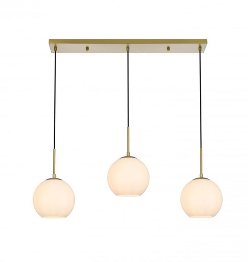 Elegant Lighting Baxter 36 inch Pendant Frosted White Shade in Satin Gold in Satin Gold and Frosted White Finish Model: LD2237SG