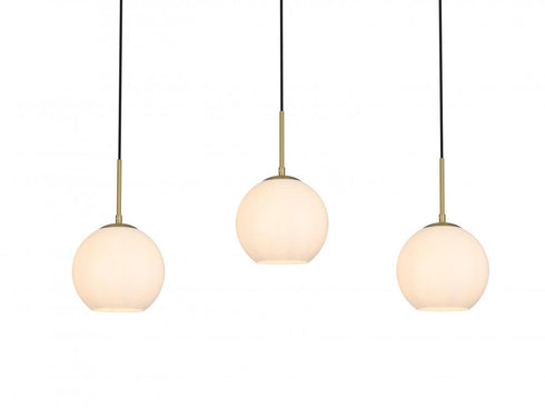 Elegant Lighting Baxter 36 inch Pendant Frosted White Shade in Satin Gold in Satin Gold and Frosted White Finish Model: LD2237SG