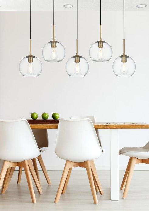 Elegant Lighting Baxter 41.5 inch Pendant Clear Shade in Satin Gold in Satin Gold and Clear Finish Model: LD2228SG