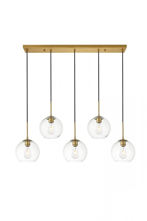 Elegant Lighting Baxter 5 Lights Black Pendant With Clear Glass in Black and Clear Finish Model: LD2228BK