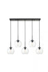 Elegant Lighting Baxter 5 Lights Black Pendant With Clear Glass in Black and Clear Finish Model: LD2228BK