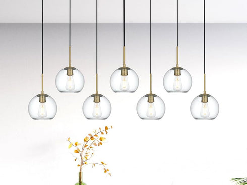Elegant Lighting Baxter 54 inch Pendant Clear Shade in Satin Gold in Satin Gold and Clear Finish Model: LD2230SG