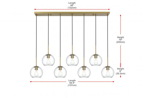 Elegant Lighting Baxter 54 inch Pendant Clear Shade in Satin Gold in Satin Gold and Clear Finish Model: LD2230SG