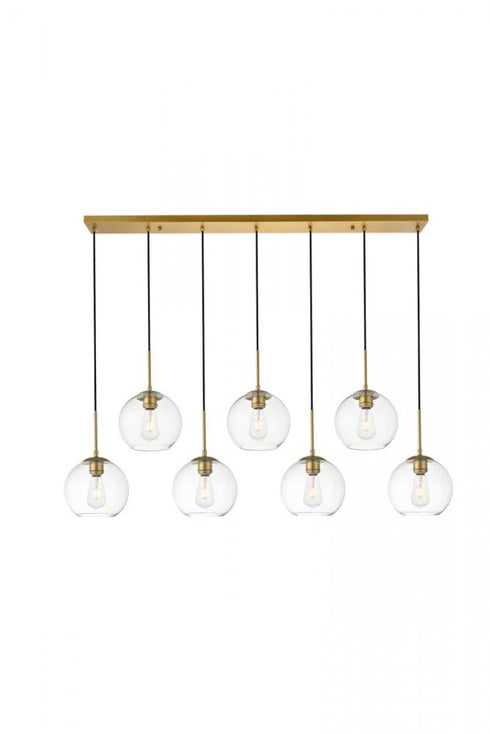 Elegant Lighting Baxter 7 Lights Black Pendant With Clear Glass in Black and Clear Finish Model: LD2230BK