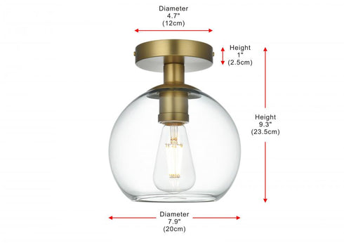 Elegant Lighting Baxter 8 inch Flush Mount Clear Shade in Satin Gold in Satin Gold and Clear Finish Model: LD2204SG