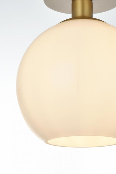 Elegant Lighting Baxter 8 inch Flush Mount Frosted White Shade in Satin Gold in Satin Gold and Frosted White Finish Model: LD2205SG