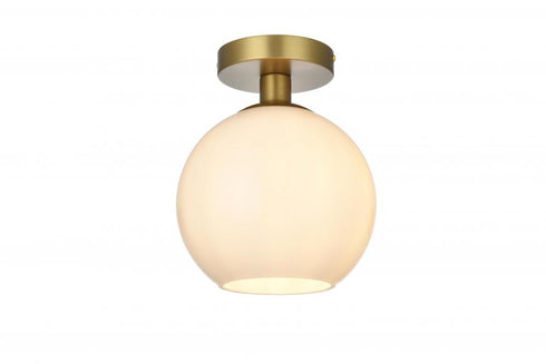 Elegant Lighting Baxter 8 inch Flush Mount Frosted White Shade in Satin Gold in Satin Gold and Frosted White Finish Model: LD2205SG