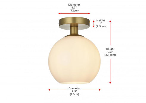 Elegant Lighting Baxter 8 inch Flush Mount Frosted White Shade in Satin Gold in Satin Gold and Frosted White Finish Model: LD2205SG