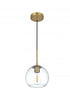 Elegant Lighting Baxter 8 inch Pendant Clear Shade in Satin Gold in Satin Gold and Clear Finish Model: LD2206SG