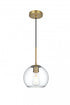 Elegant Lighting Baxter 8 inch Pendant Clear Shade in Satin Gold in Satin Gold and Clear Finish Model: LD2206SG