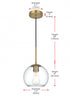 Elegant Lighting Baxter 8 inch Pendant Clear Shade in Satin Gold in Satin Gold and Clear Finish Model: LD2206SG