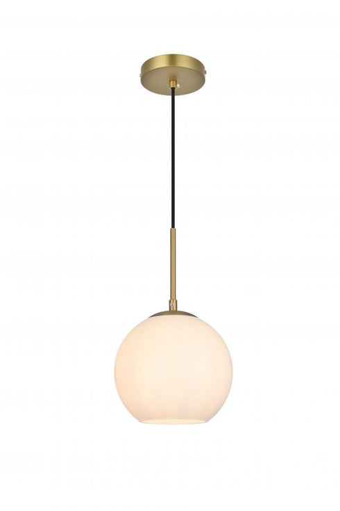 Elegant Lighting Baxter 8 inch Pendant Frosted White Shade in Satin Gold in Satin Gold and Frosted White Finish Model: LD2207SG