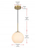 Elegant Lighting Baxter 8 inch Pendant Frosted White Shade in Satin Gold in Satin Gold and Frosted White Finish Model: LD2207SG