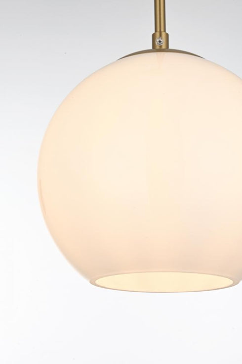 Elegant Lighting Baxter 8 inch Pendant Frosted White Shade in Satin Gold in Satin Gold and Frosted White Finish Model: LD2207SG