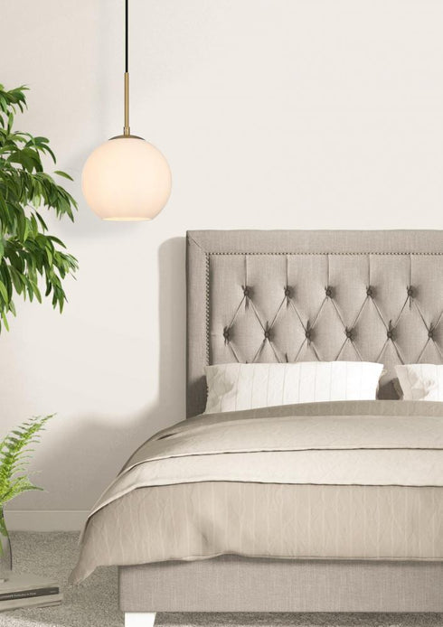 Elegant Lighting Baxter 8 inch Pendant Frosted White Shade in Satin Gold in Satin Gold and Frosted White Finish Model: LD2207SG