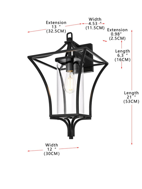Elegant Lighting Belgrade 1 Light Wall sconce W12 Inch E13 Inch H21 Inch L1 in Black (1Box) Model: OD311W21BK