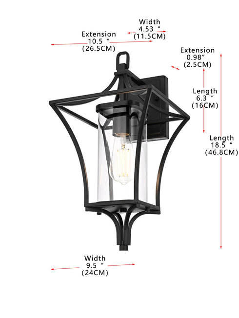 Elegant Lighting Belgrade 1 Light Wall sconce W9.5 Inch E10.5 Inch H18.5 Inch L1 in Black (1Box) Model: OD311W19BK