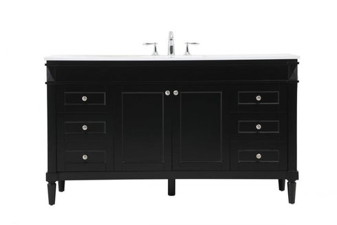 Elegant Lighting Bennett 60 Inch Single Bathroom Vanity in Black Model: VF31860BK