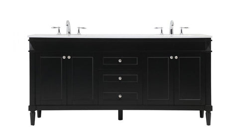 Elegant Lighting Bennett 72 Inch Double Bathroom Vanity in Black Model: VF31872DBK