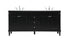 Elegant Lighting Bennett 72 Inch Double Bathroom Vanity in Black Model: VF31872DBK