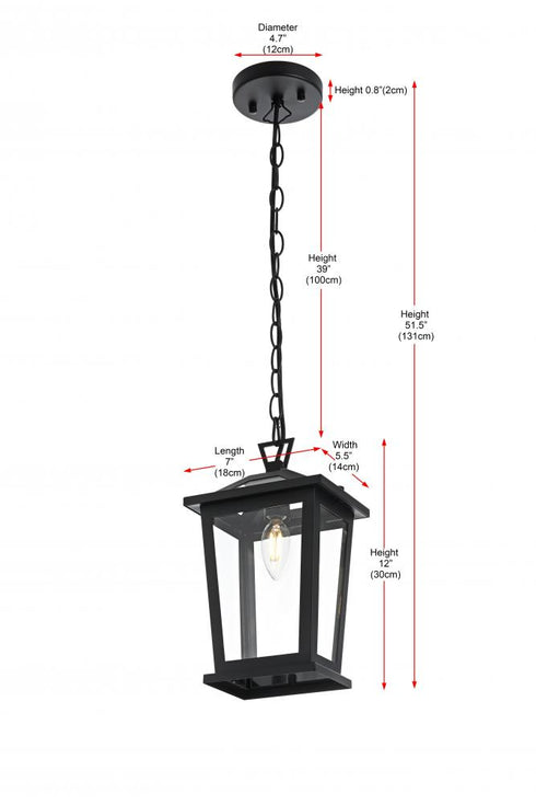 Elegant Lighting Berks 7 inch Outdoor Pendant in Black Model: OD333H12BK