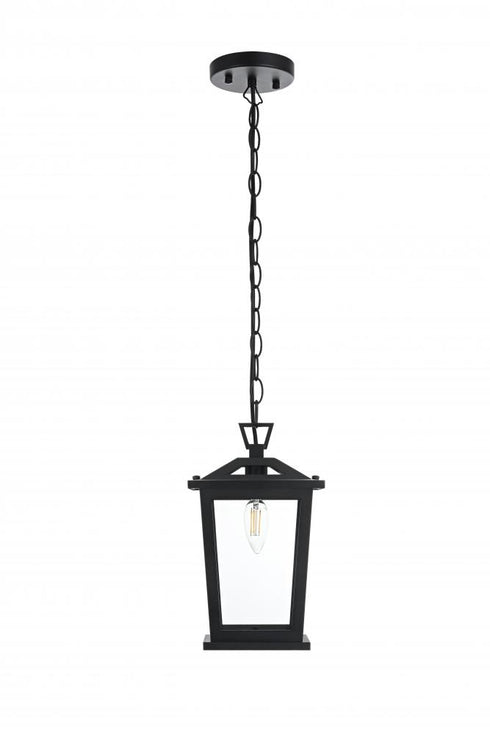 Elegant Lighting Berks 7 inch Outdoor Pendant in Black Model: OD333H12BK