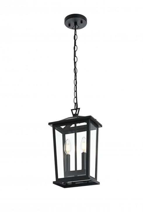 Elegant Lighting Berks 7 inch Outdoor Pendant in Black Model: OD333H15BK