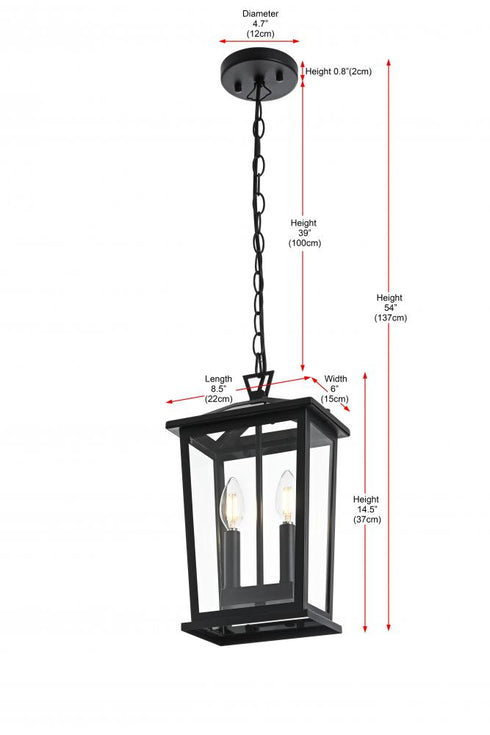 Elegant Lighting Berks 7 inch Outdoor Pendant in Black Model: OD333H15BK