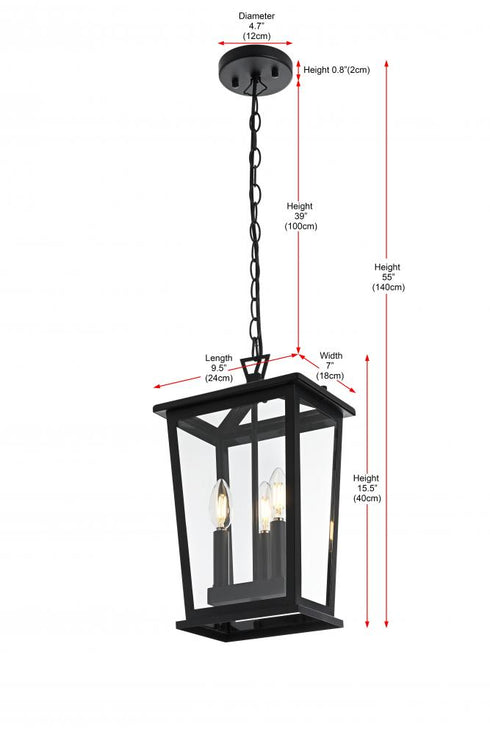 Elegant Lighting Berks 7 inch Outdoor Pendant in Black Model: OD333H16BK