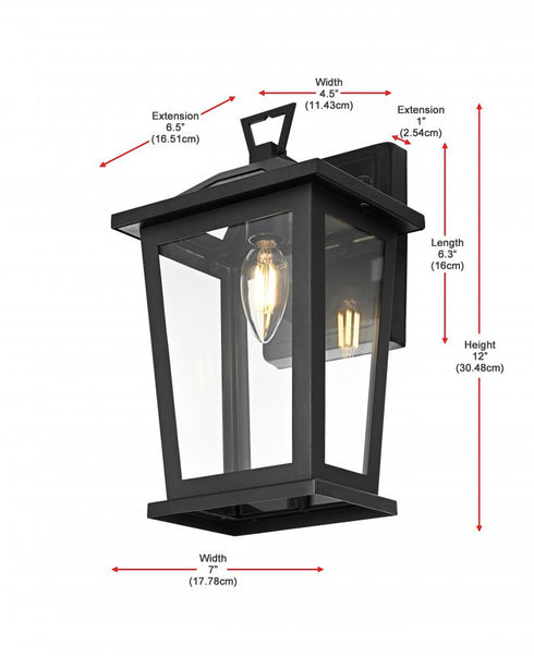 Elegant Lighting Berks 7 inch Outdoor Pendant in Black Model: OD333W12BK