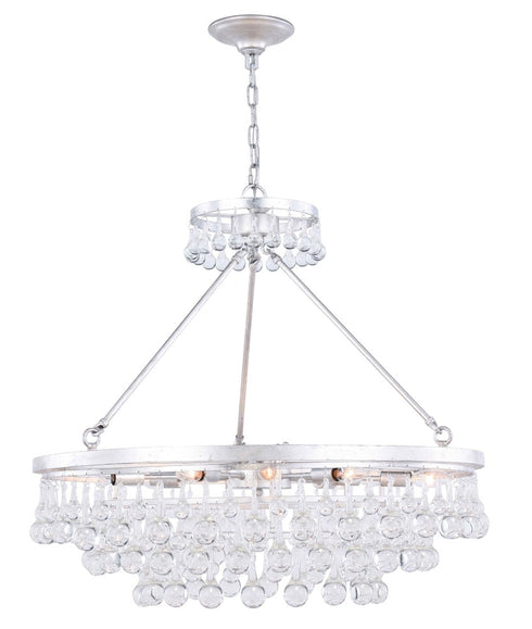 Elegant Lighting Bettina 4 light in Silver Leaf Pendant Clear Royal Cut Crystal Model: 1509D34SL