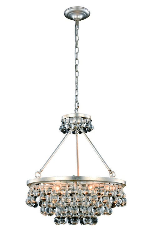 Elegant Lighting Bettina 6 light in Silver Leaf Pendant Clear Royal Cut Crystal Model: 1509D22SL