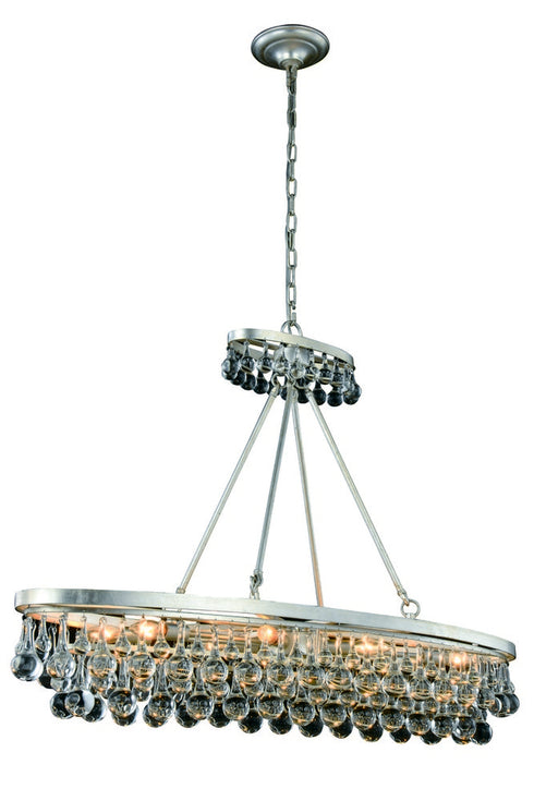 Elegant Lighting Bettina 8 light in Silver Leaf Pendant Clear Royal Cut Crystal Model: 1509G44SL